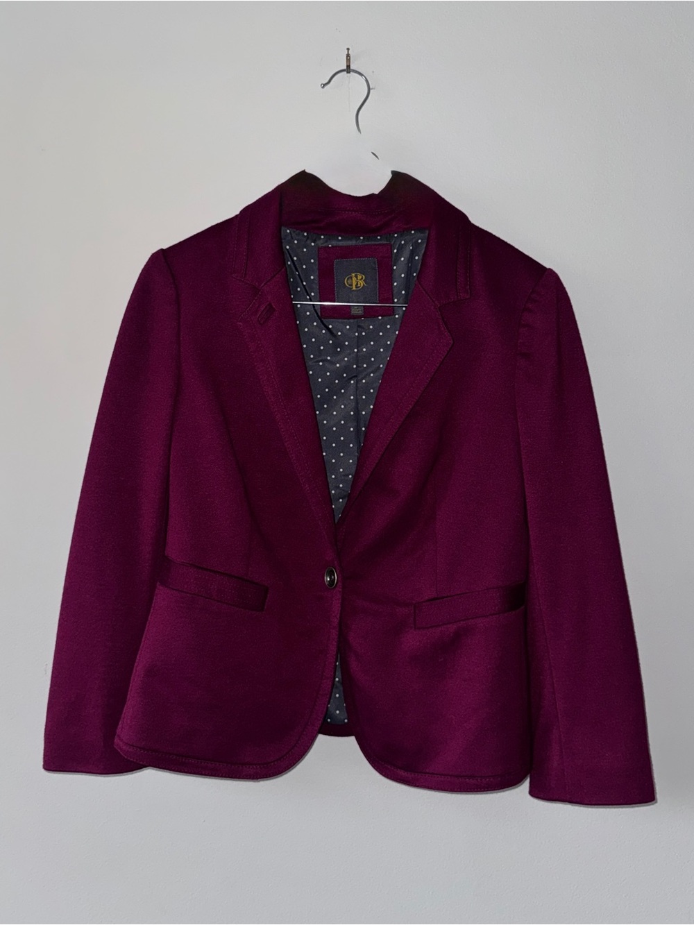 Women's CRB US M Maroon Blazer Jacket - Classic Single-Button